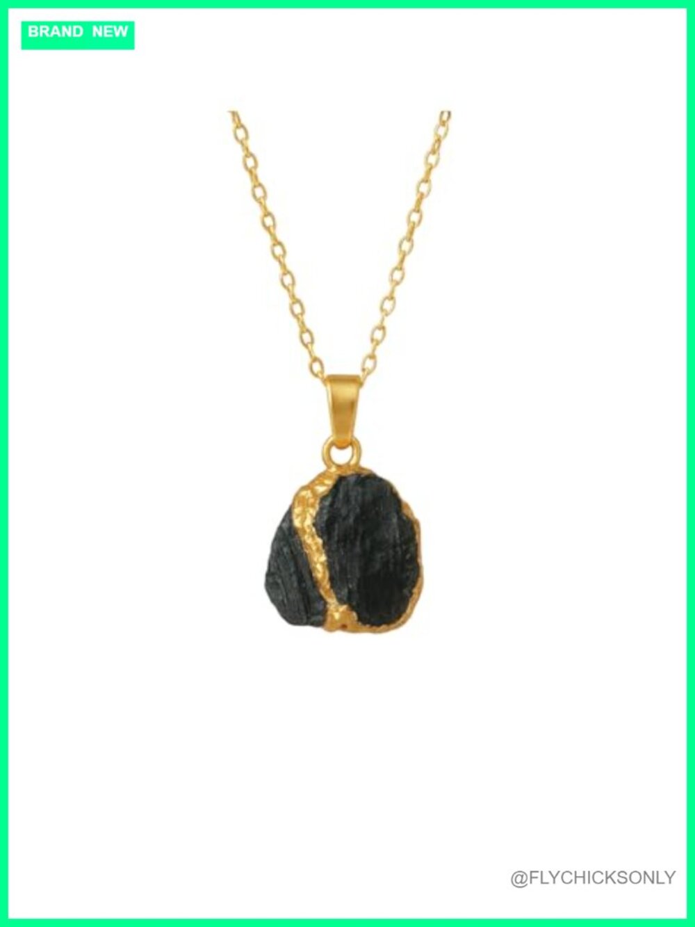 Natural Raw Crystal Necklace Rough Stone Pendant Gold Plated Chain